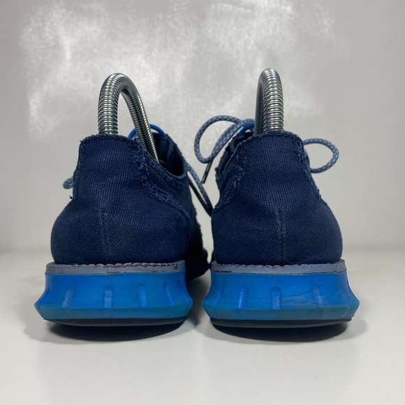 Cole Haan Men Shoes Zero Grand OS Wing Tip Lace Up Almond Toe Blue Sz 7 - Picture 4 of 16